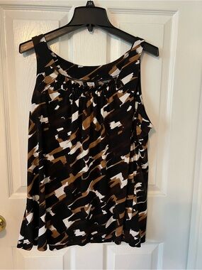 Studio Black, Brown & White Printed Sleeveless Tank